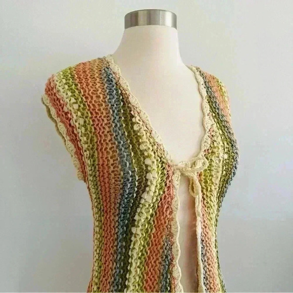 New Anthropologie Knit Multicolored Vest Sz S - Picture 3 of 7